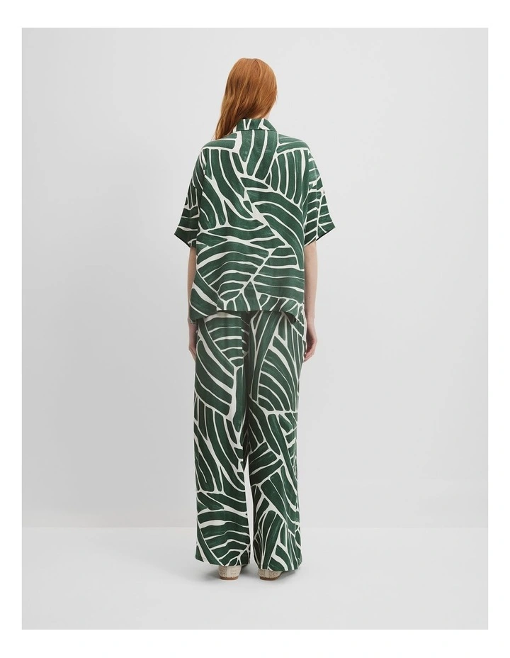 Print Short Sleeve Cupro Shirt in Pine Geo image 4