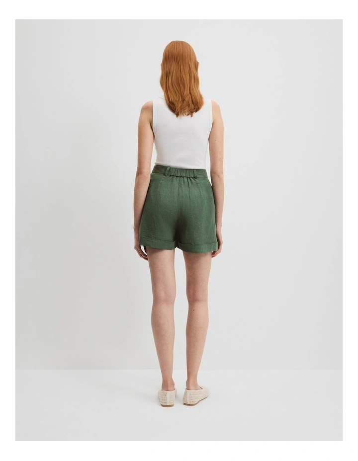 Organically Grown Linen Tuck Front Short in Pine image 4