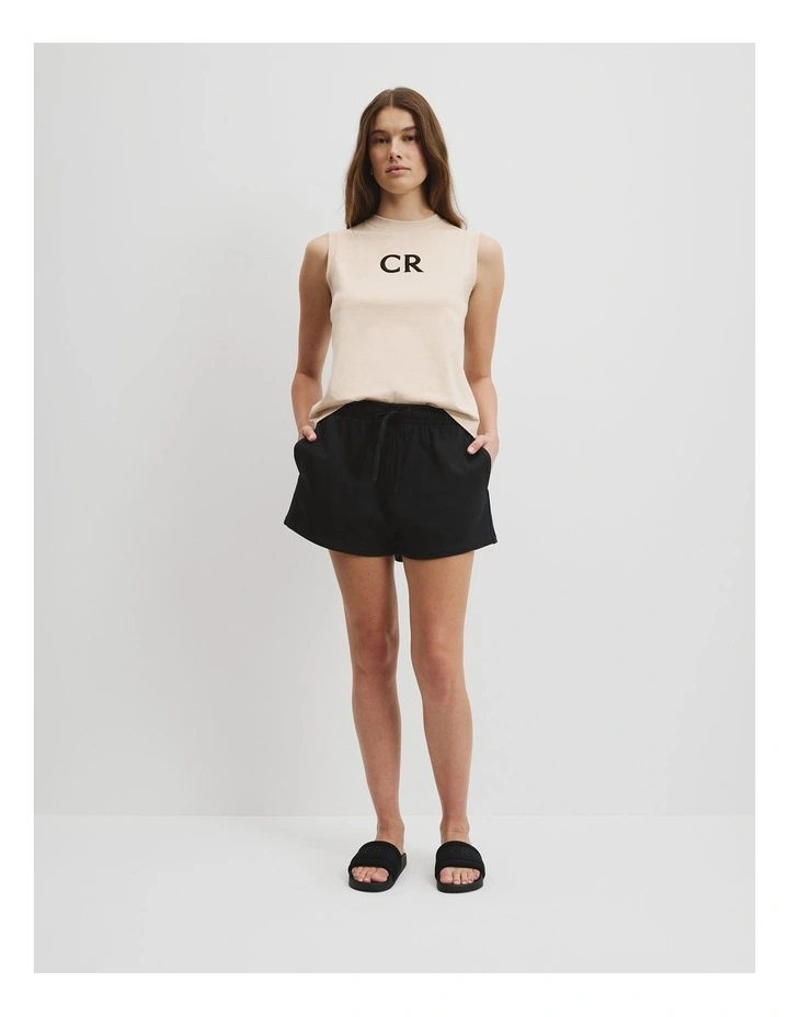 Australian Cotton Heritage Sweat Short in Black image 1