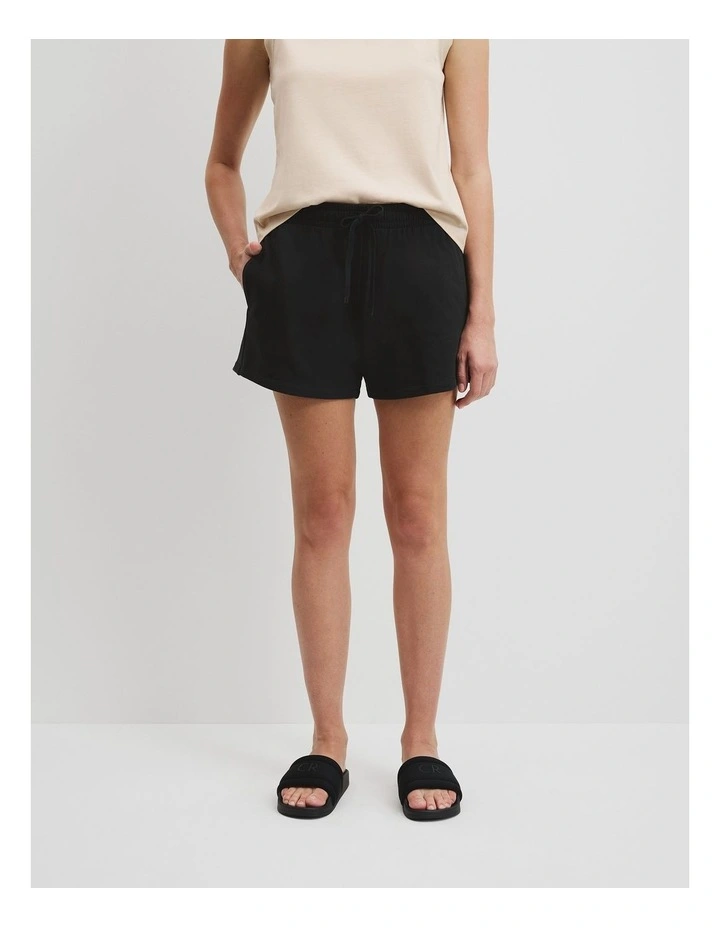 Australian Cotton Heritage Sweat Short in Black image 2