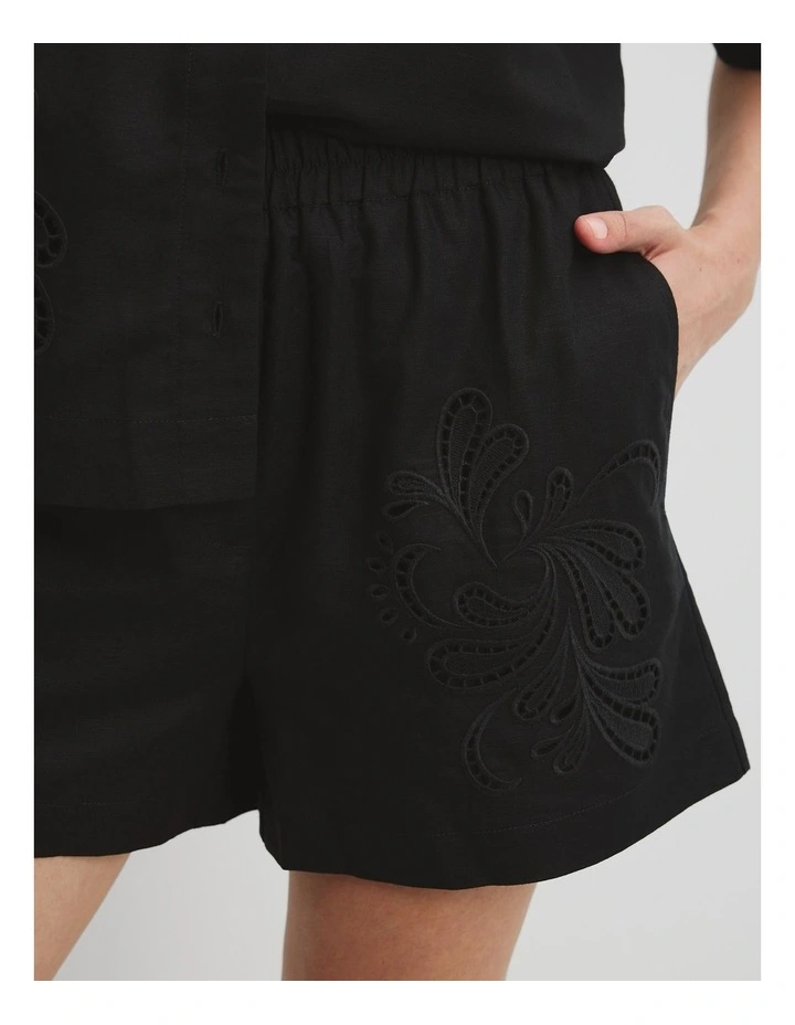 Broderie Short in Black image 3