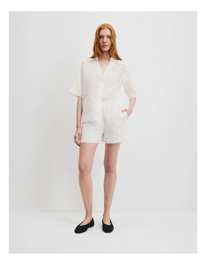 Broderie Short in White image 1