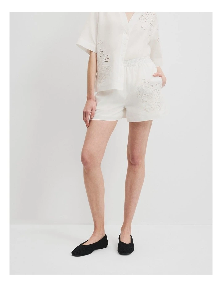 Broderie Short in White image 2