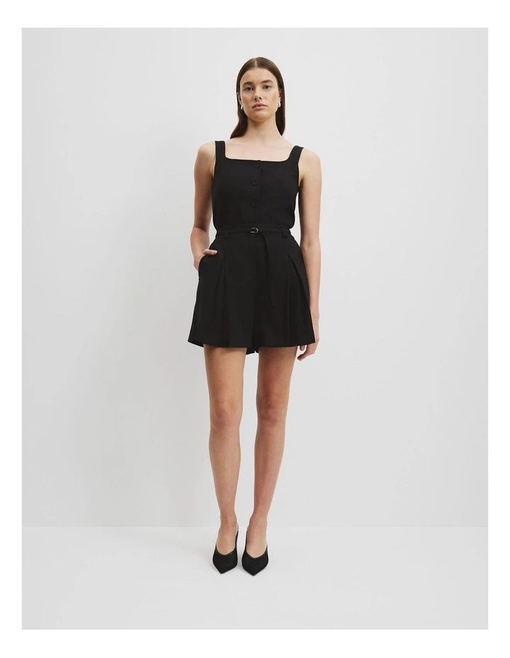 Pleat Front Short in Black image 1