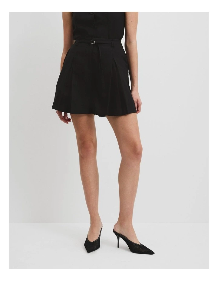 Pleat Front Short in Black image 2