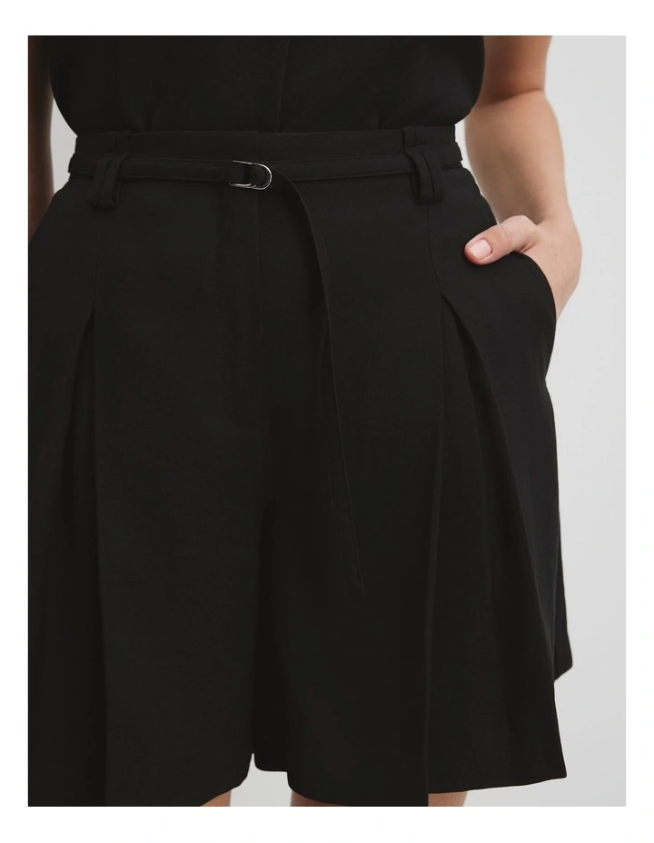 Pleat Front Short in Black image 3
