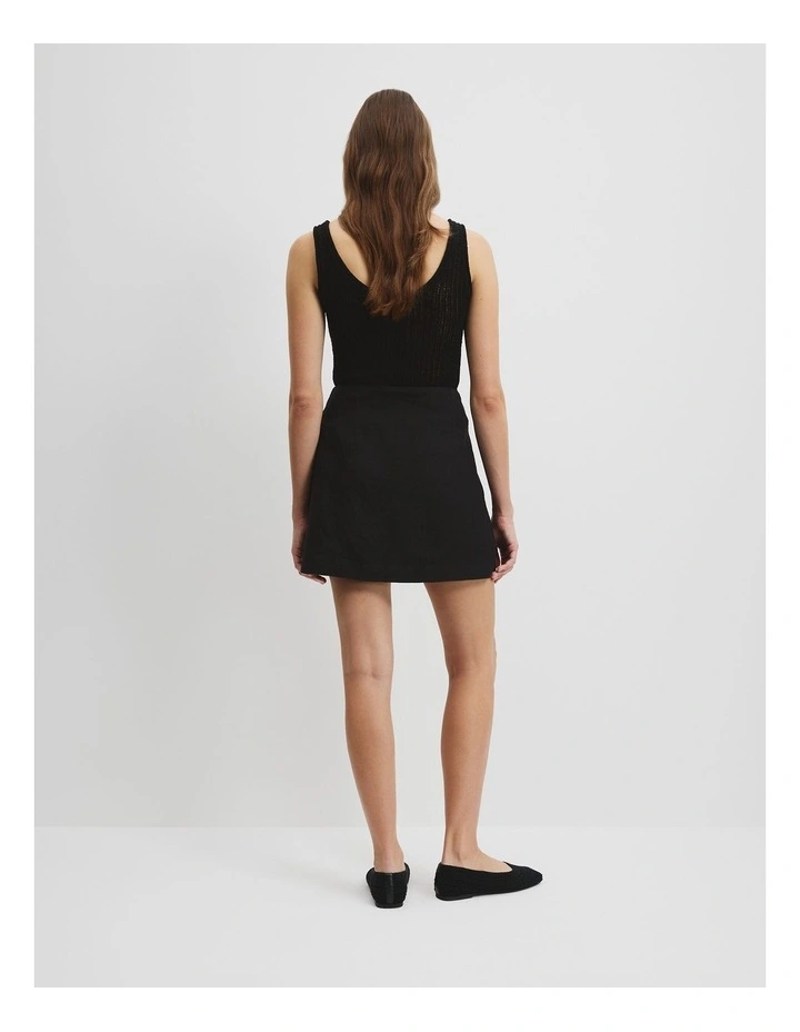 Organically Grown Linen Wrap Mini Skirt in Black image 3