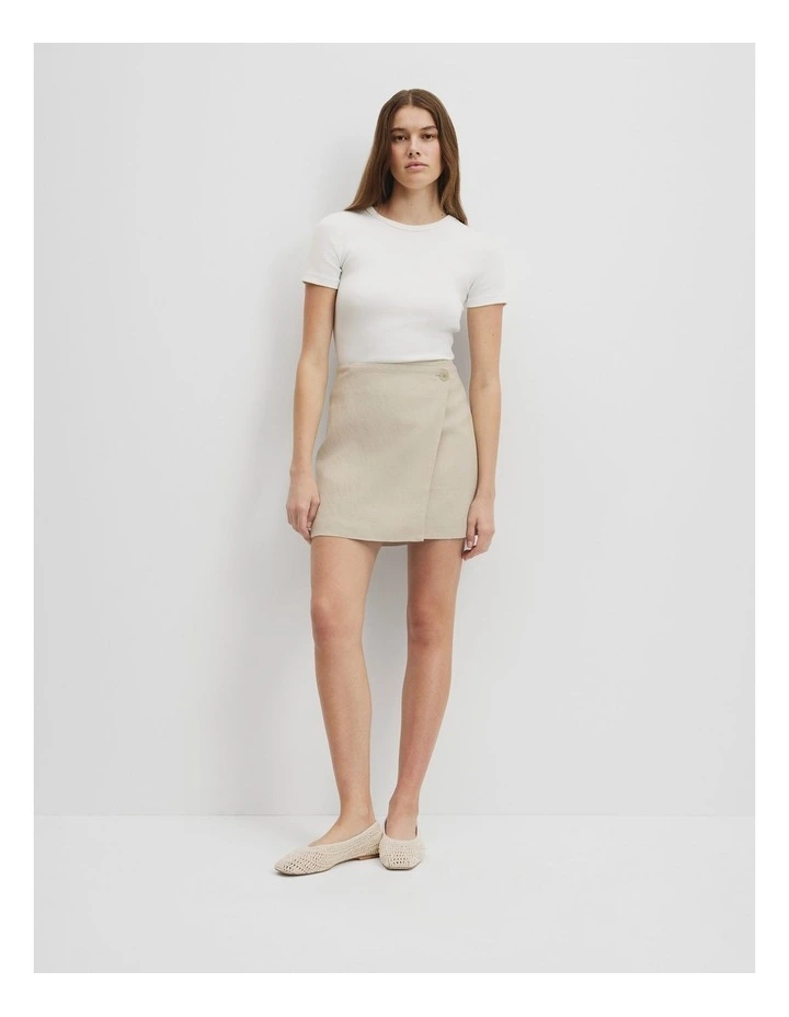 Organically Grown Linen Wrap Mini Skirt in Light Pistachio image 1
