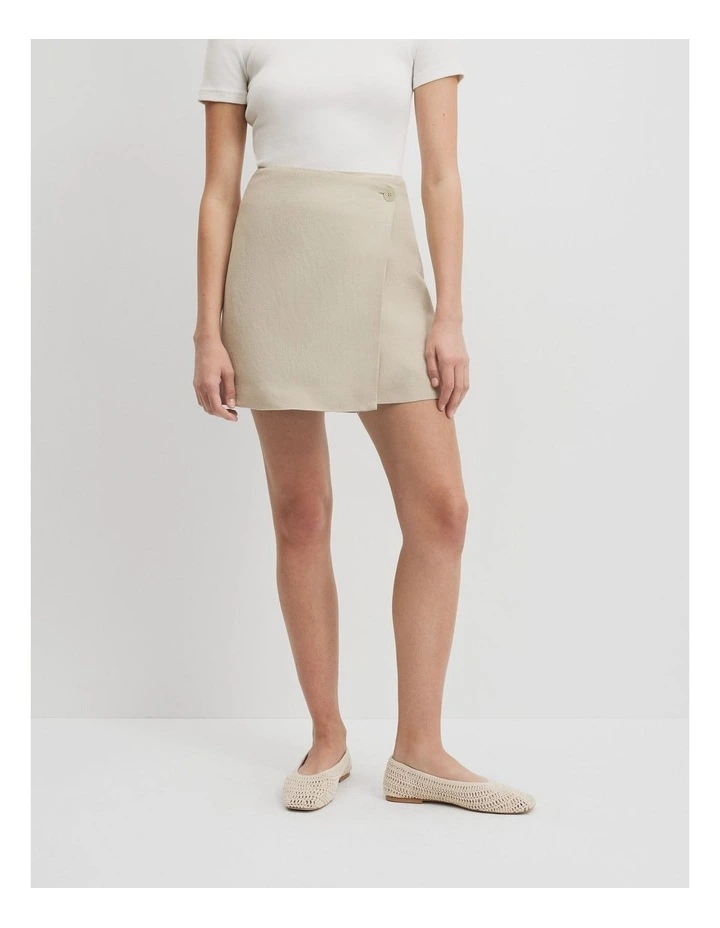 Organically Grown Linen Wrap Mini Skirt in Light Pistachio image 2