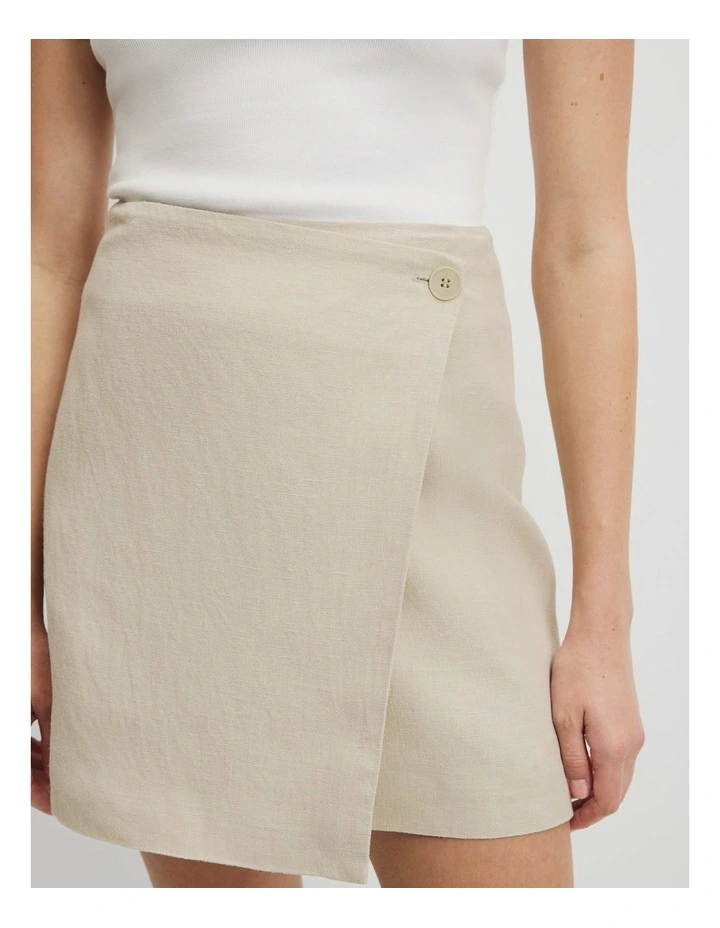 Organically Grown Linen Wrap Mini Skirt in Light Pistachio image 3