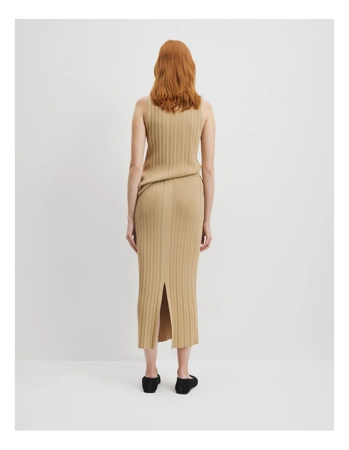 Plisse Rib Knit Skirt in Wheat image 4
