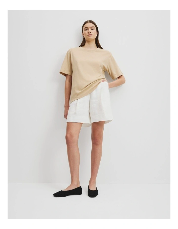 Australian Cotton Short Sleeve Relaxed T-Shirt in Wheat image 1