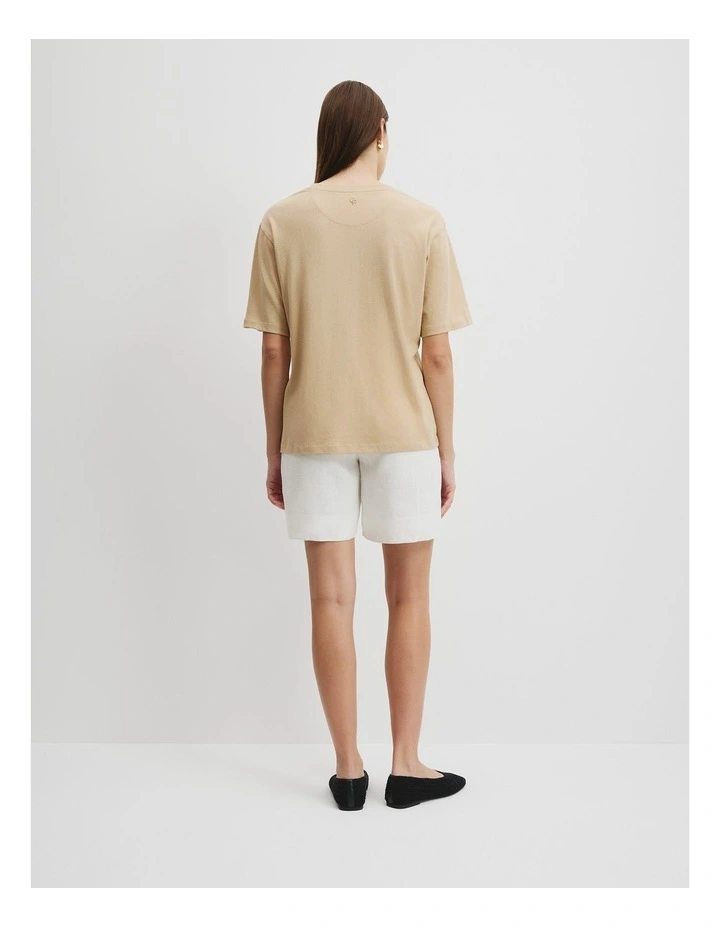 Australian Cotton Short Sleeve Relaxed T-Shirt in Wheat image 4