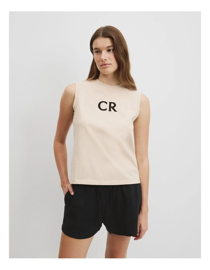 Australian Cotton CR Logo Tank in Sand image 3