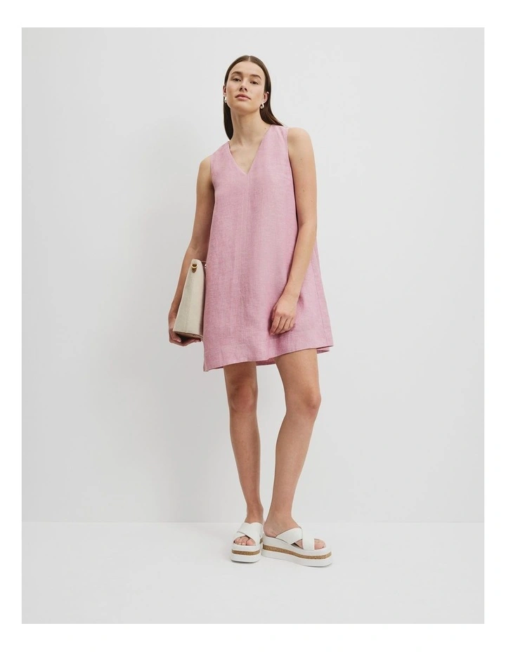 Country Road Organically Grown Linen A-Line Mini Dress in Musk | MYER Country Road Organically Grown Linen A-Line Mini Dress in Musk | MYER
