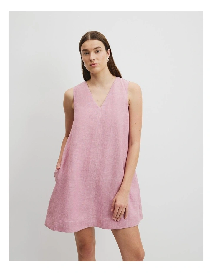 Organically Grown Linen A-Line Mini Dress in Musk image 2