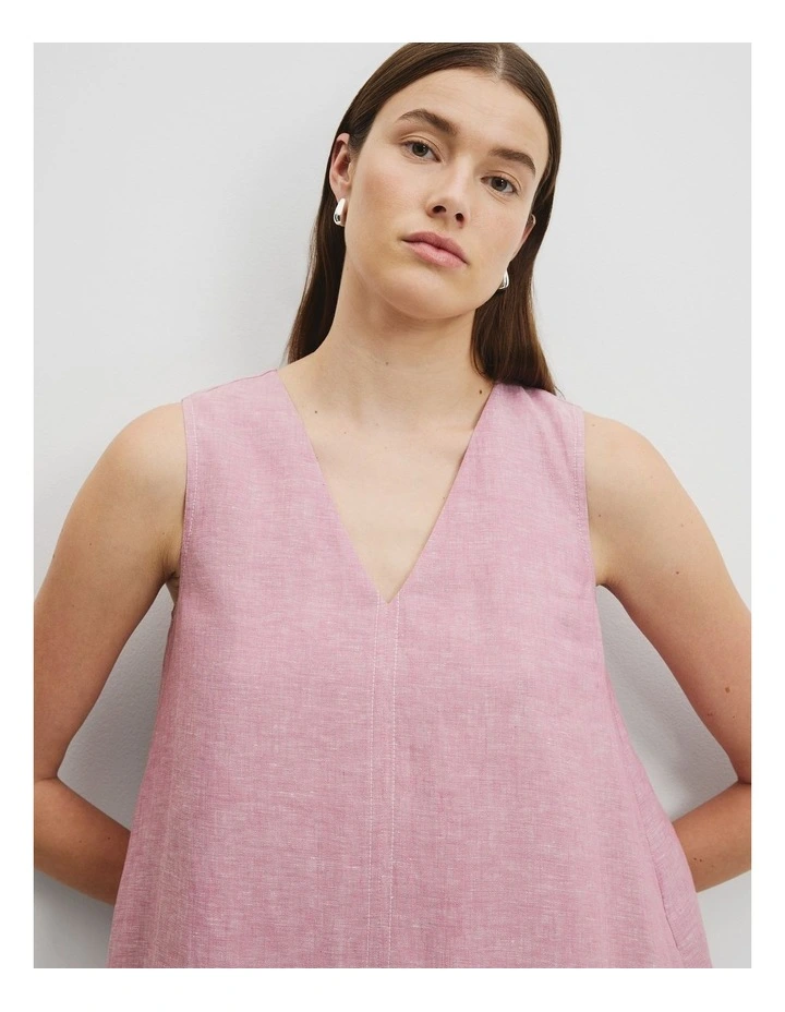 Organically Grown Linen A-Line Mini Dress in Musk image 3
