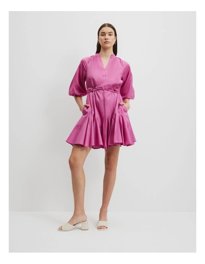 Godet Mini Dress in Grape image 2