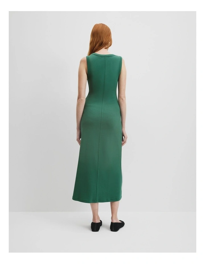 Australian Cotton Blend Rib Scoop Dress in Jungle image 4