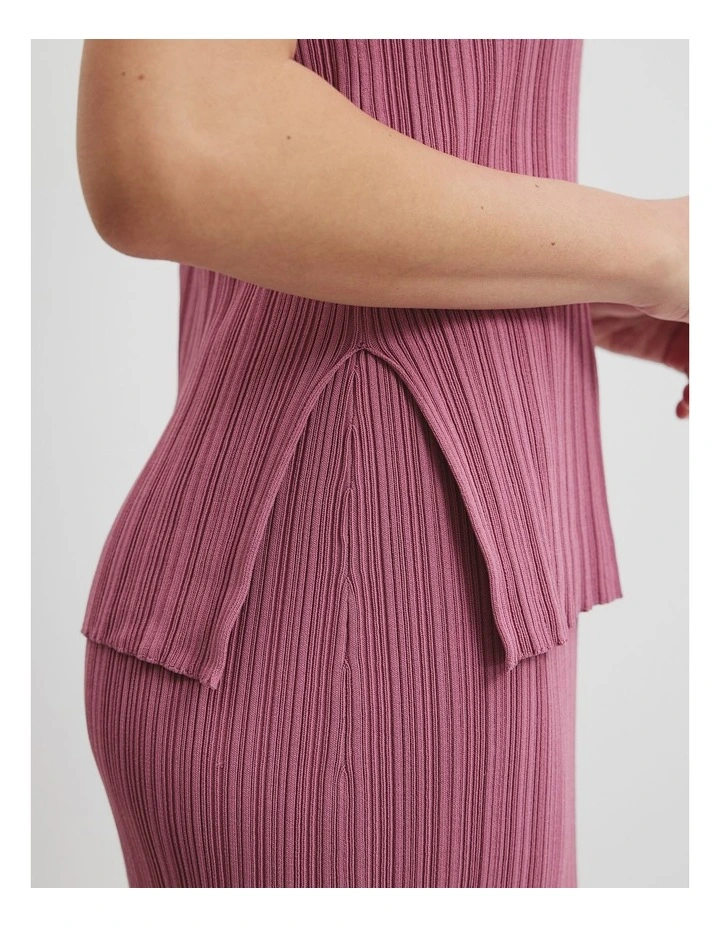 Plisse Rib Knit Tank in Musk image 3