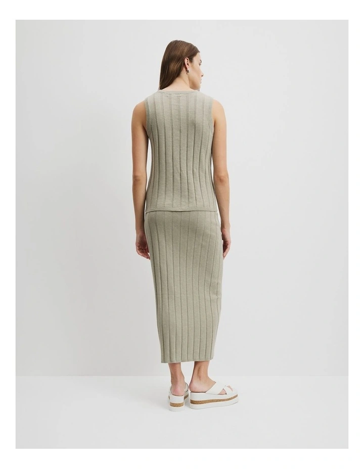 Organically Grown Cotton Linen Button Front Tank in Army image 4