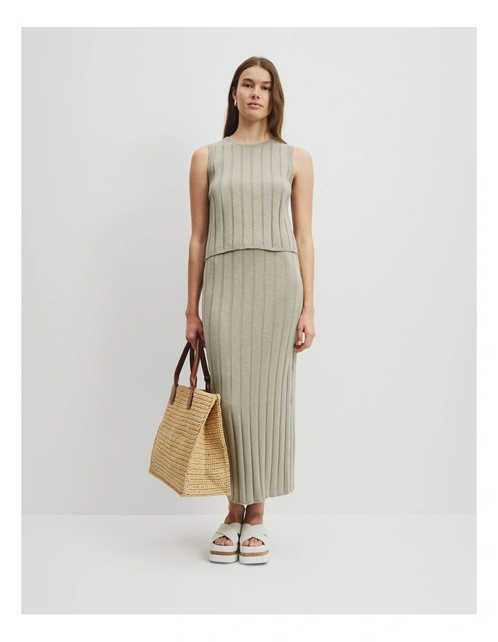 Organically Grown Cotton Linen Tank in Army image 1