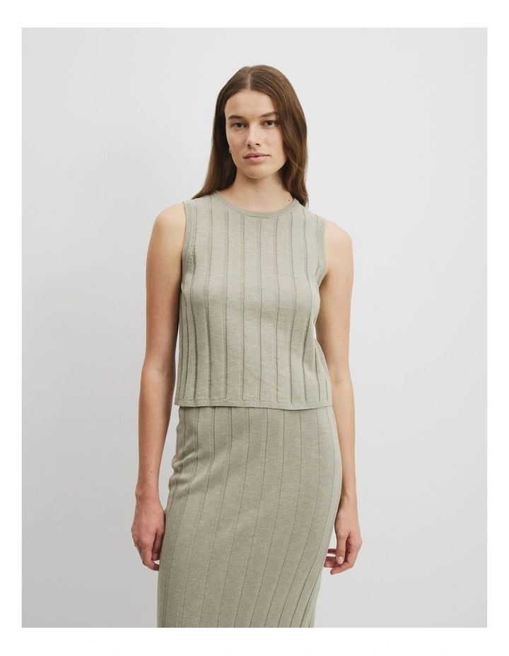 Organically Grown Cotton Linen Tank in Army image 2