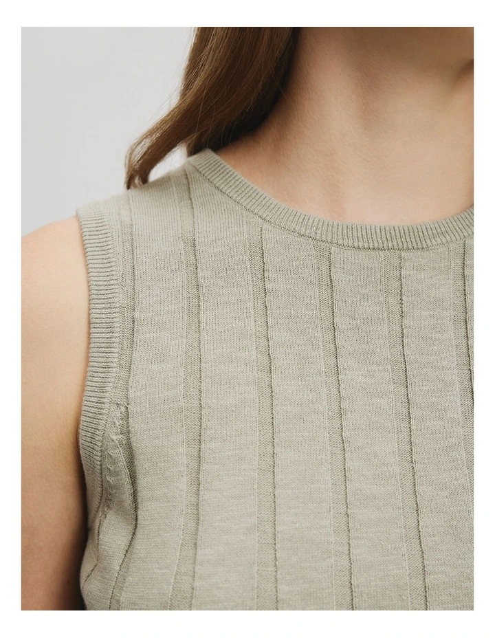 Organically Grown Cotton Linen Tank in Army image 3