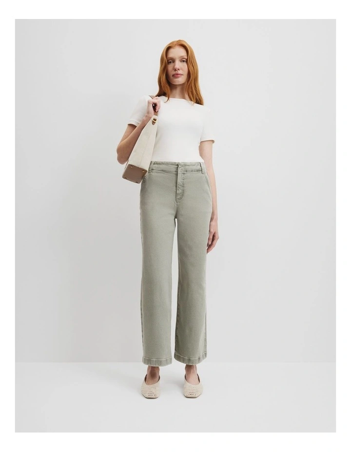 High Rise Wide Jean in Army image 1