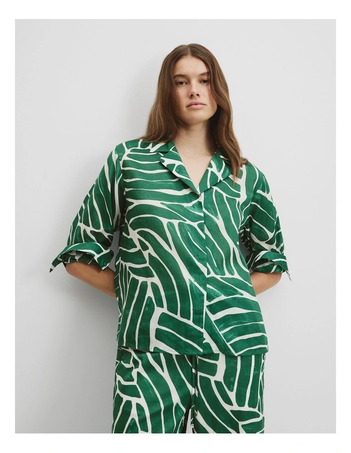 Australian Cotton Voile Print Shirt in Jungle Geo image 1