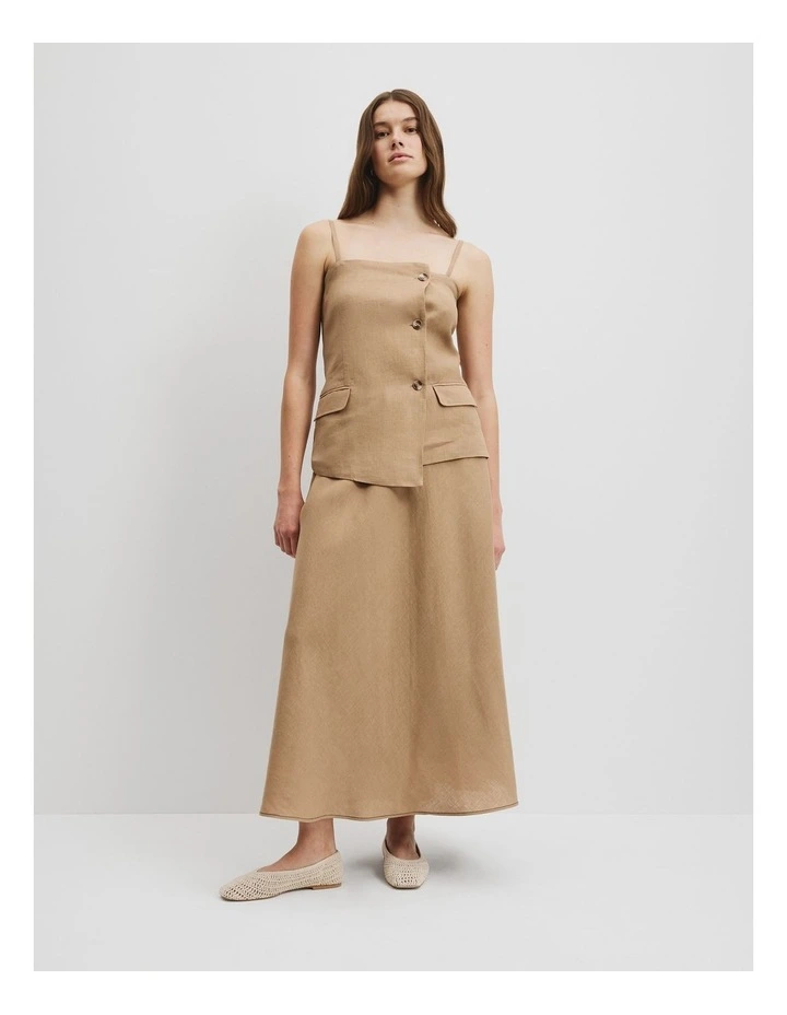 Organically Grown Linen Asymmetrical Cami in Chai image 1