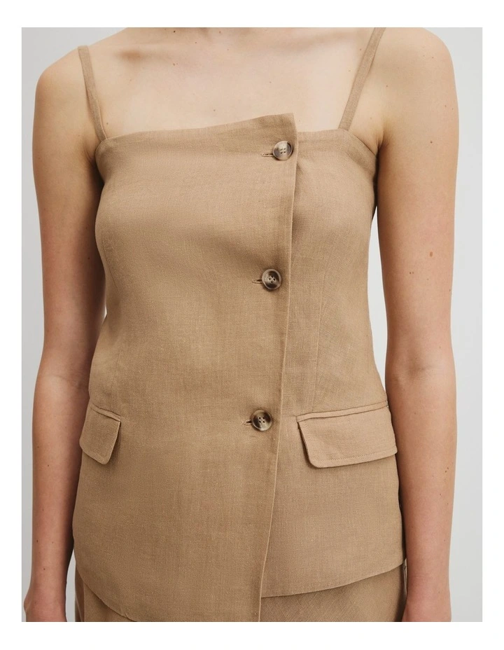 Organically Grown Linen Asymmetrical Cami in Chai image 2