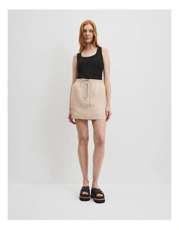 Organically Grown Linen Mini Skirt in Beige
