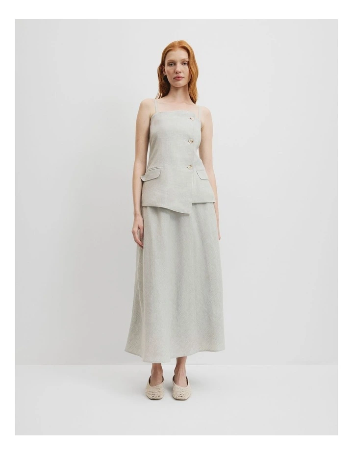 Organically Grown Linen Pull-On Skirt in Army image 1