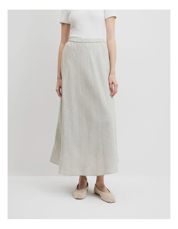 Organically Grown Linen Pull-On Skirt in Army image 2