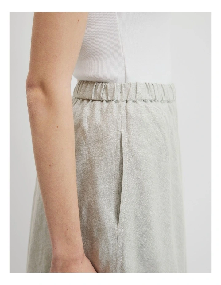 Organically Grown Linen Pull-On Skirt in Army image 3