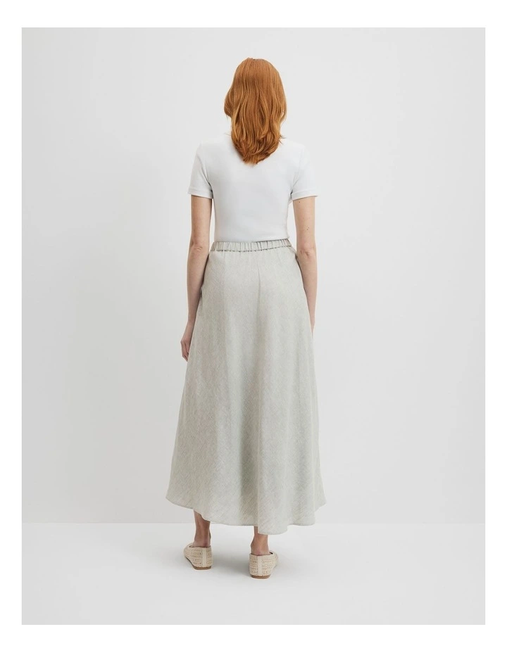 Organically Grown Linen Pull-On Skirt in Army image 4