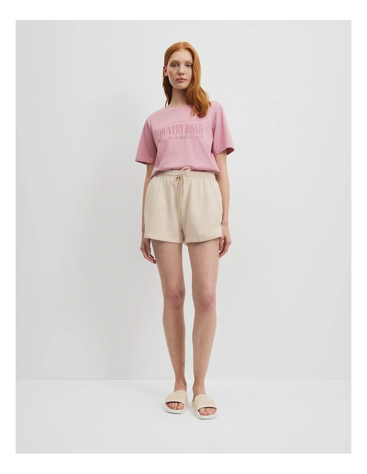 Australian Cotton Heritage Embroidered T-Shirt in Musk image 2