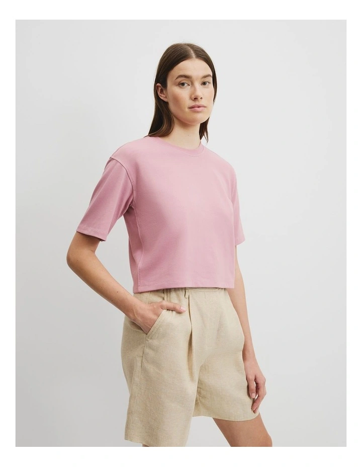 Australian Cotton Cropped T-shirt in Musk image 3