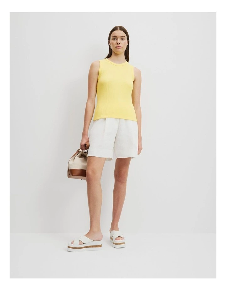 Australian Cotton Blend High Neck Rib Tank in Daisy image 2