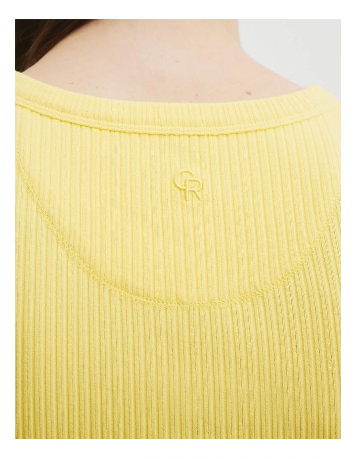 Australian Cotton Blend High Neck Rib Tank in Daisy image 3