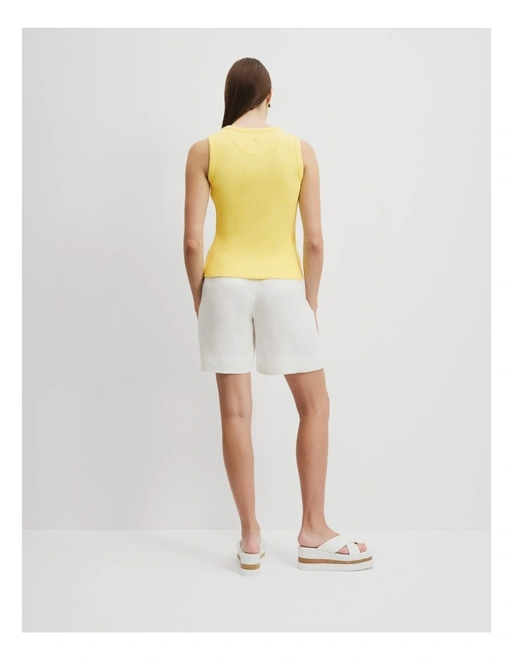 Australian Cotton Blend High Neck Rib Tank in Daisy image 4