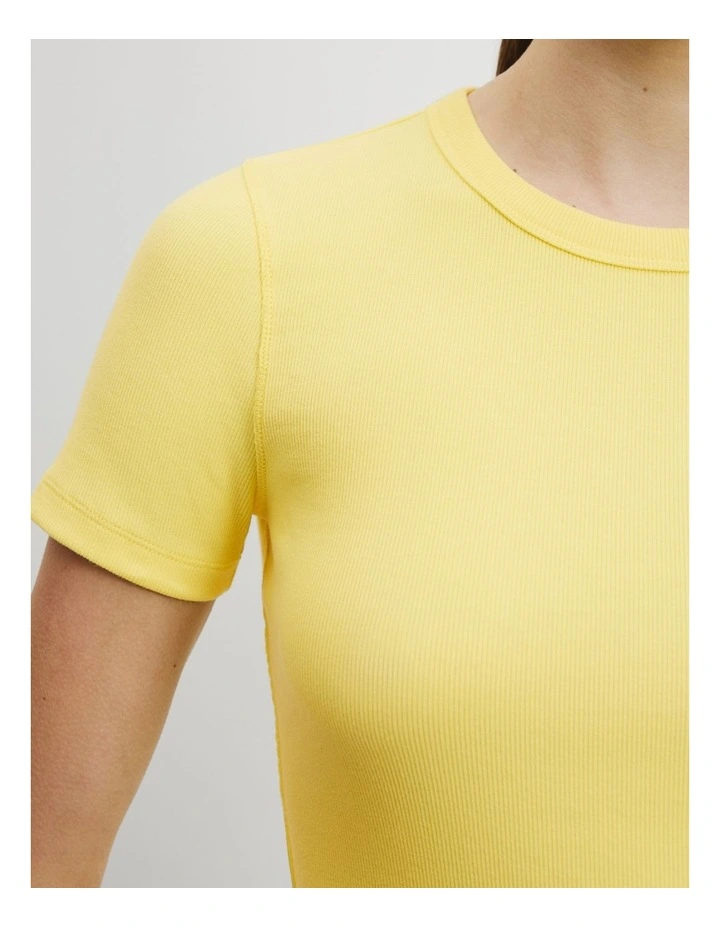 Australian Cotton Blend Crop Rib T-Shirt in Daisy image 2