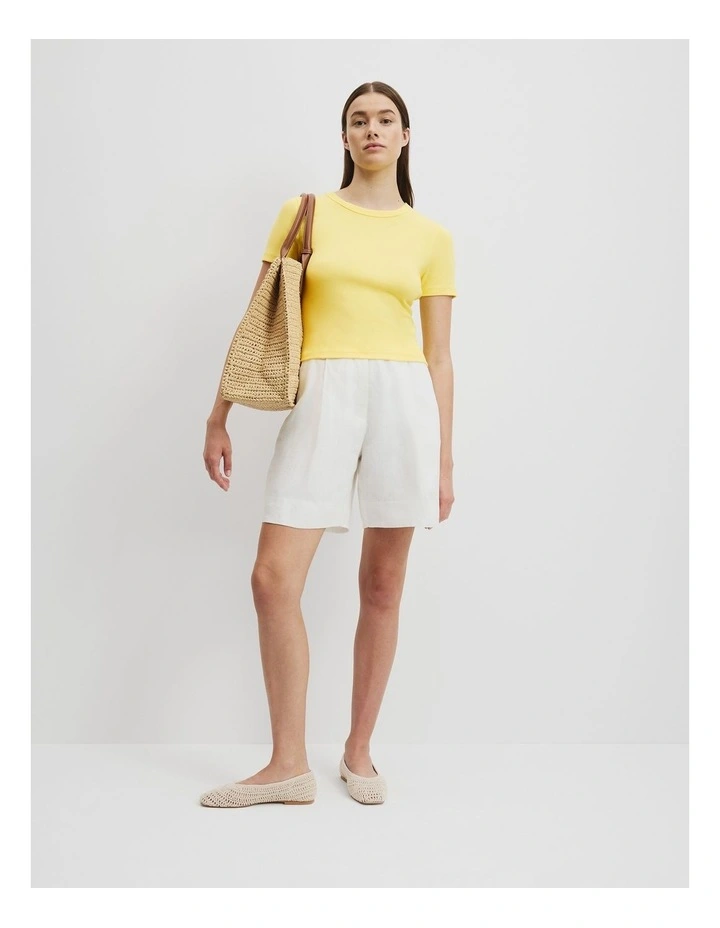 Australian Cotton Blend Crop Rib T-Shirt in Daisy image 3