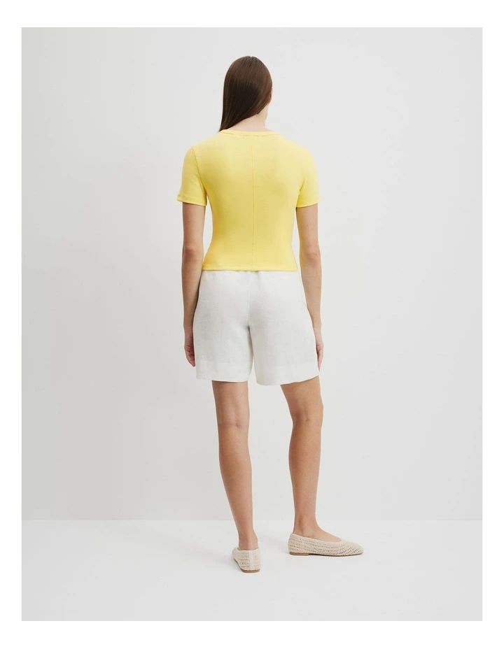 Australian Cotton Blend Crop Rib T-Shirt in Daisy image 4