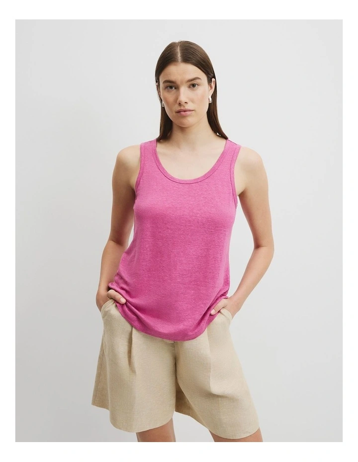 Linen Jersey Tank in Grape image 2