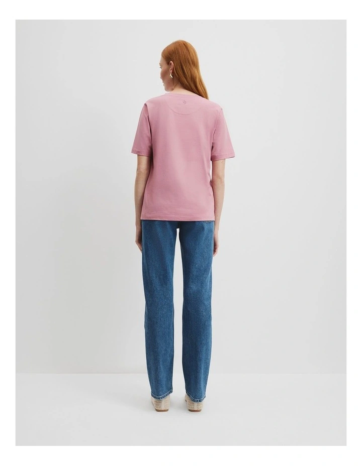 Australian Cotton Short Sleeve V-Neck Relaxed T-Shirt in Musk image 4