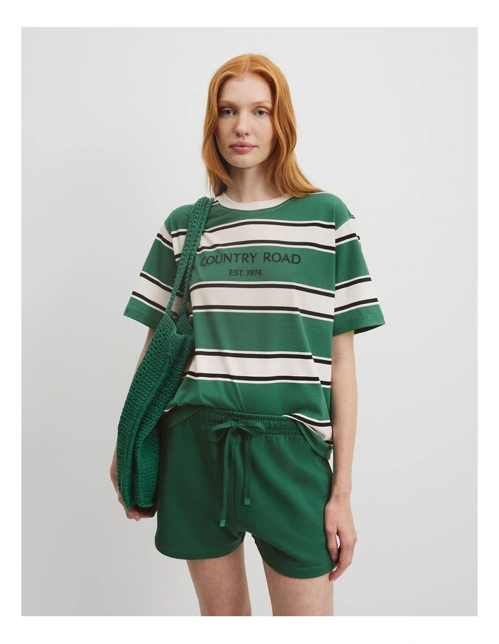 Australian Cotton CR Est. 1974 Stripe T-Shirt in Jungle Stripe image 1