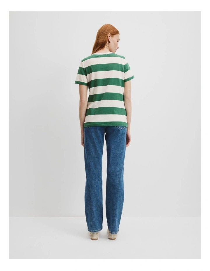 Cotton Stripe Short Sleeve Cotton Slub T-Shirt in Jungle Stripe image 4
