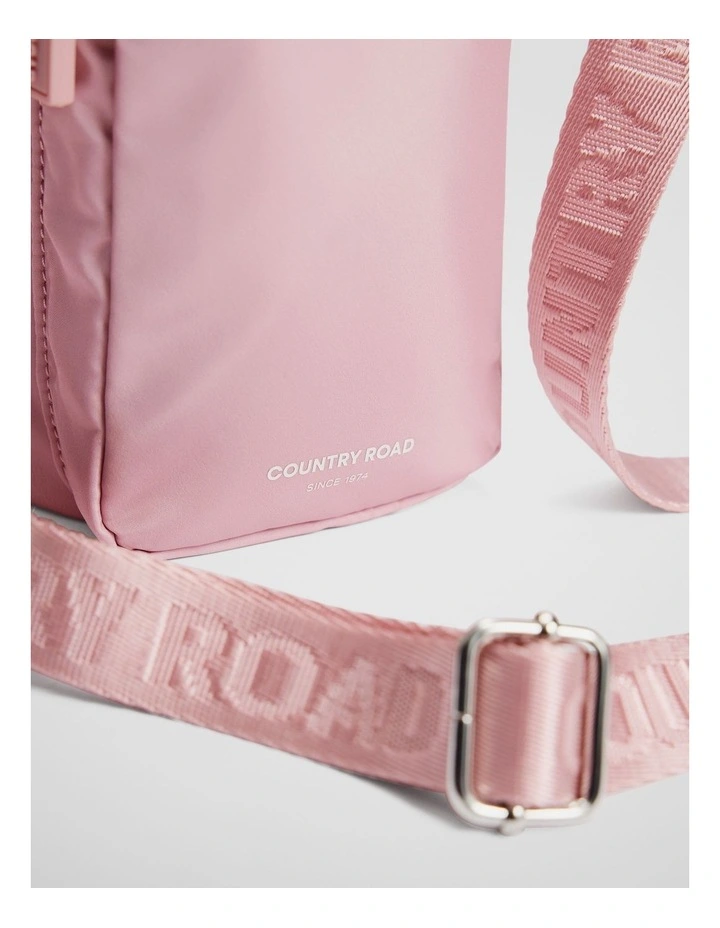 Recycled Polyester Drink Bottle Crossbody Bag in Soft Musk image 4